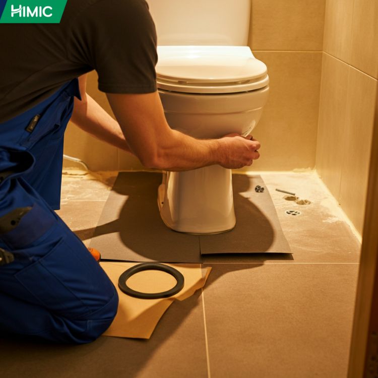 Bước 1: Lắp đặt đế bồn cầu